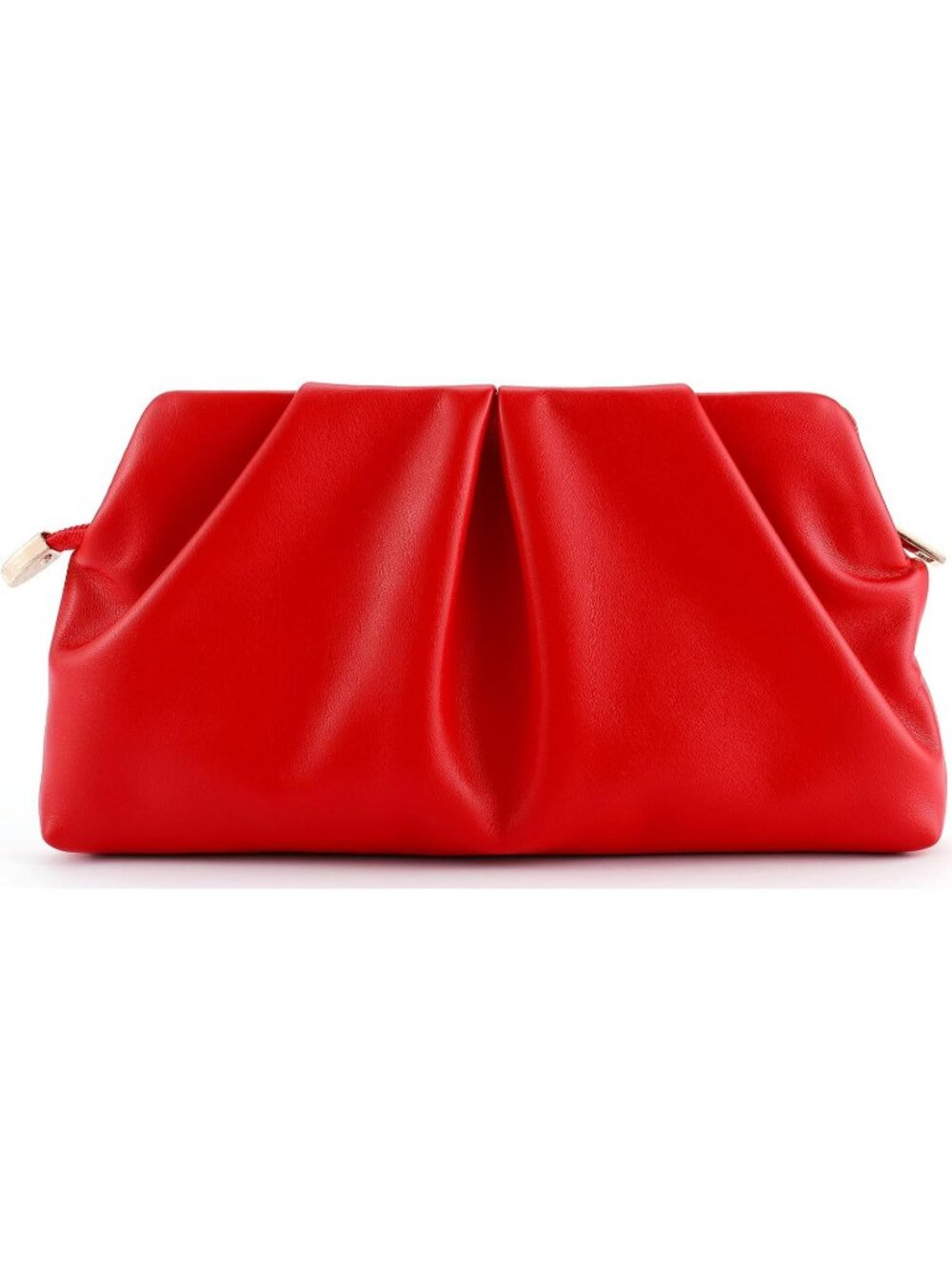 Women's Red Pleated Pu Clutch Purse For Dressy With Chain Formal Handbag